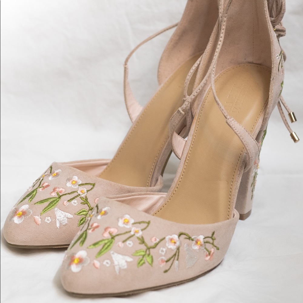 SOLD Forever 21 Pink Floral Embroidered Heals